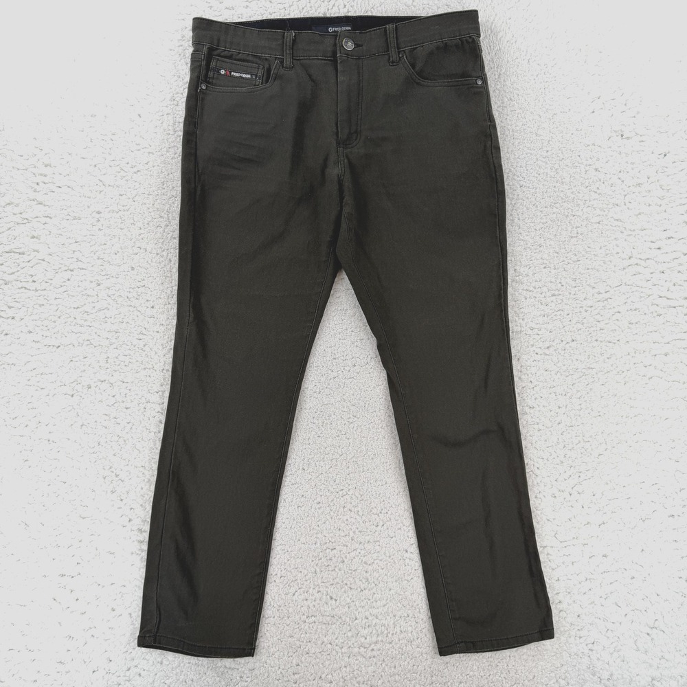 Fried Denim Jeans Mens 36x30 Green Slim Tapered Stretch Denim Pants Casual